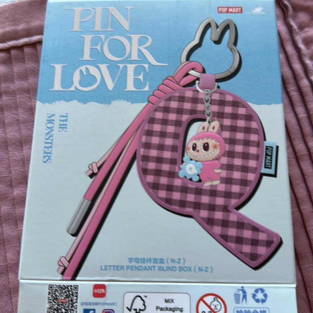 POPMART Labubu Pin for Love the monsters Plaid Letter “X” charm - Picture 6 of 8
